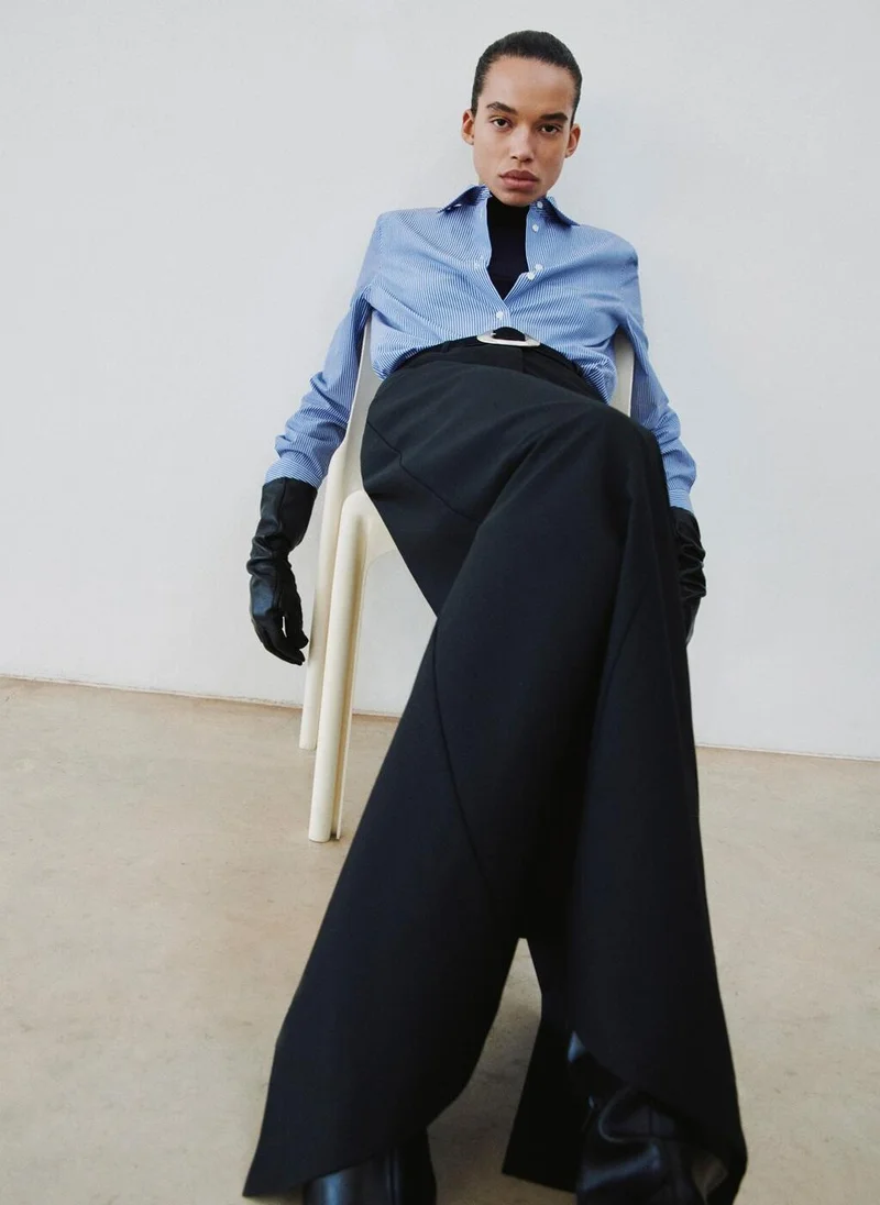 مانجو قميص قطن وليوسل مستقيم